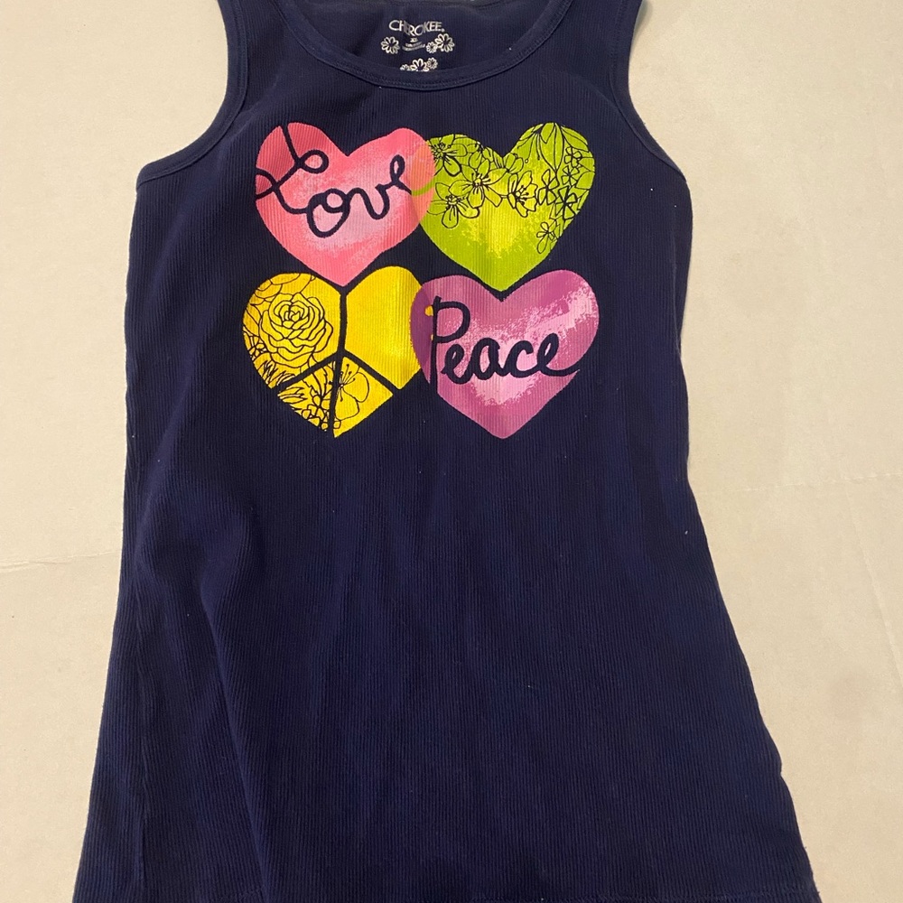 Cherokee Blue and Pink Heart Graphic Tank Top